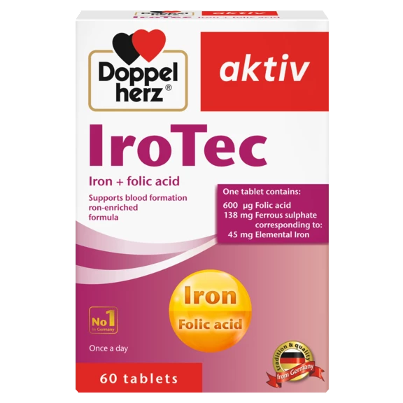 Illustration of the product packaging Doppelherz aktiv IroTec front view